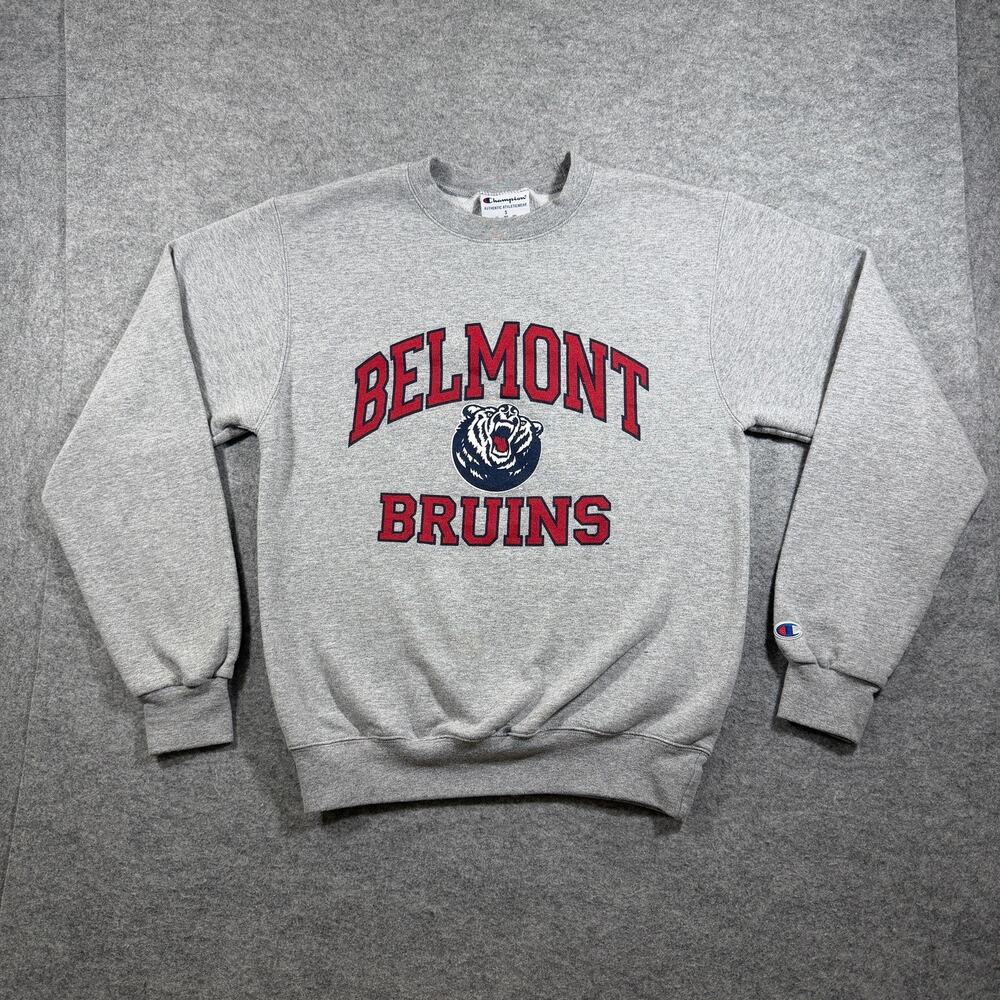 Champion Belmont Bruins Crewneck Sweatshirt Mens S Gray NCAA College Fleece Logo